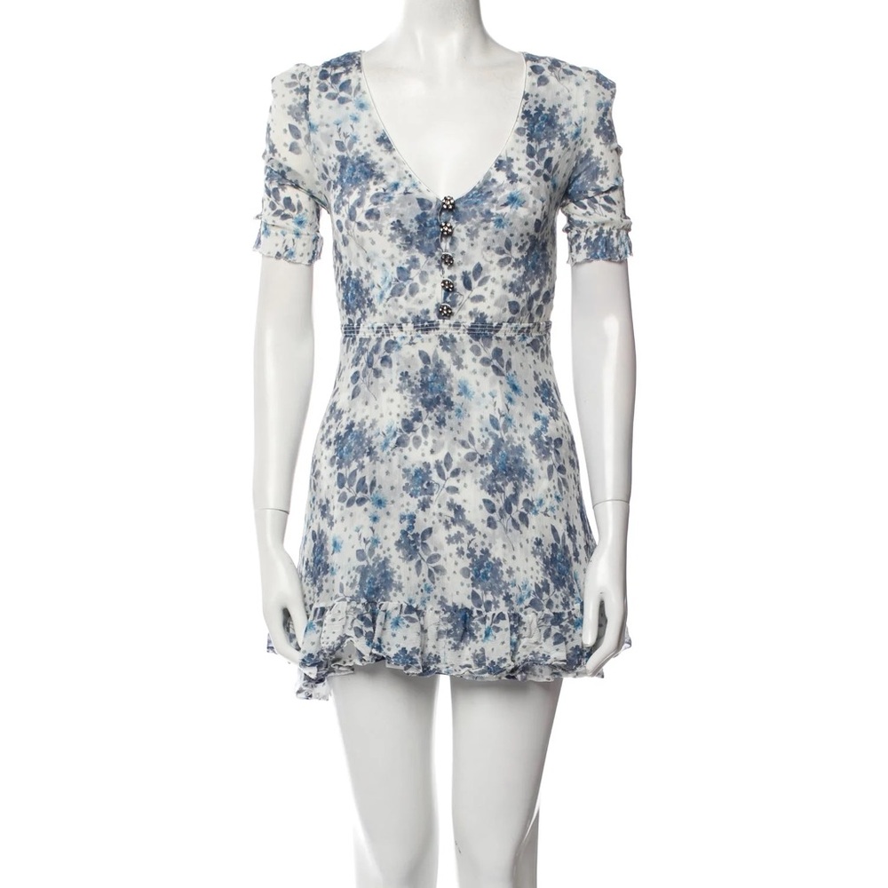 The kooples White and Blue Floral Mini Dress